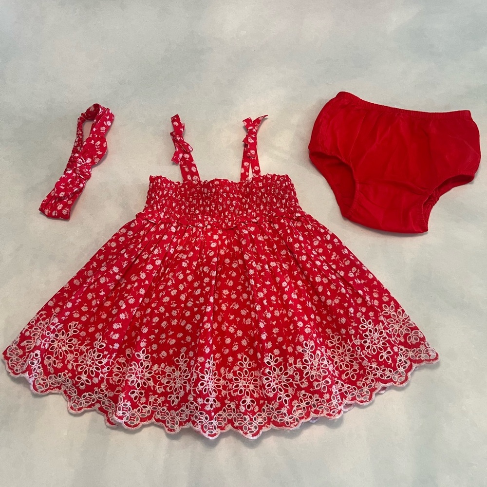 NWT GAP Red Floral Baby Dress Set